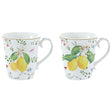 Set 2 tazze mug Easy Life in porcellana decoro fiori e limoni 275 ml