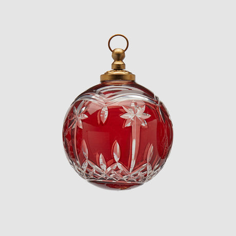 Pallina di Natale EDG in vetro rosso intagliato diametro 10 cm