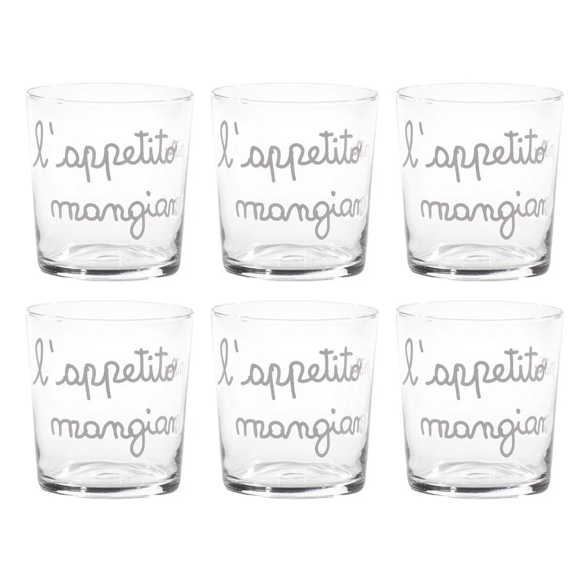 Set 6 bicchieri acqua Simple Day in vetro temperato decorato 355 ml