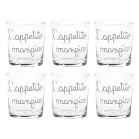 Set 6 bicchieri acqua Simple Day in vetro temperato decorato 355 ml