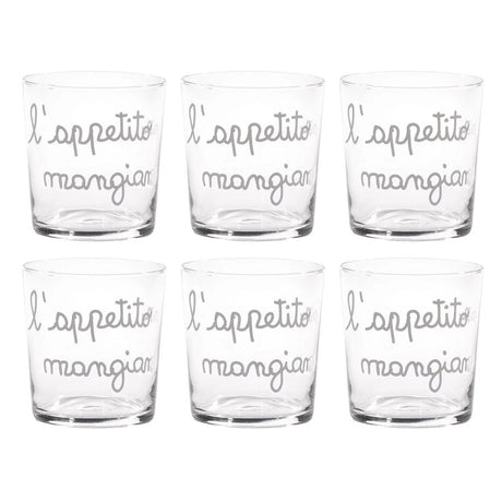 Set 6 bicchieri acqua Simple Day in vetro temperato decorato 355 ml