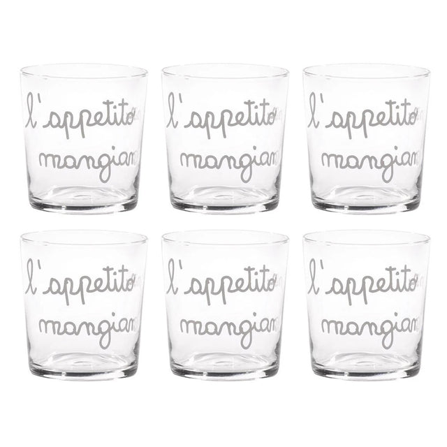 Set 6 bicchieri acqua Simple Day in vetro temperato decorato 355 ml