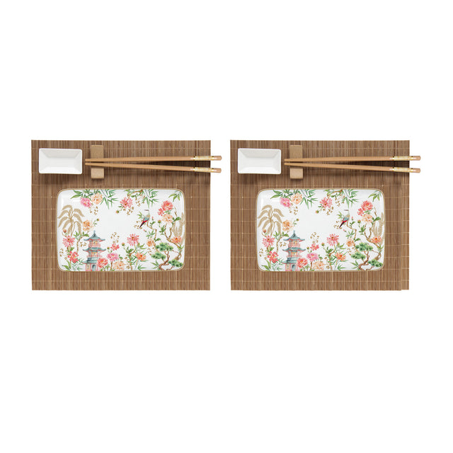 Set sushi Jardins d'Orient Easy Life in porcellana con decori floreali