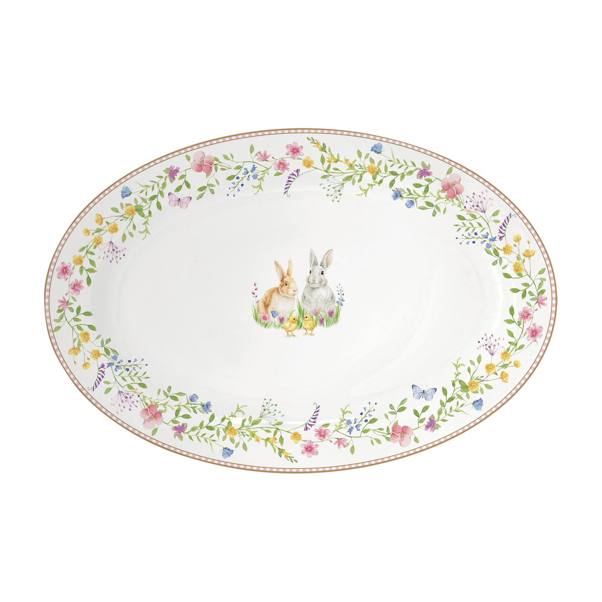Vassoio ovale Happy Easter Easy Life in porcellana con decori pasquali