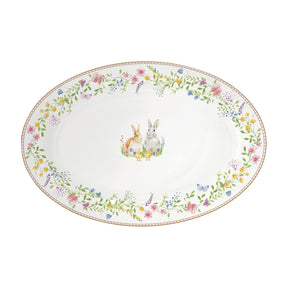 Vassoio ovale Happy Easter Easy Life in porcellana con decori pasquali