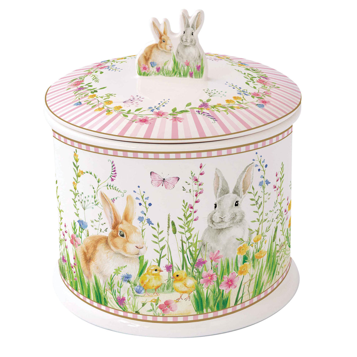 Biscottiera Happy Easter Easy Life in porcellana con decori 14x16 cm