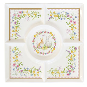 Antipastiera Happy Easter Easy Life in porcellana decorata 25x25 cm