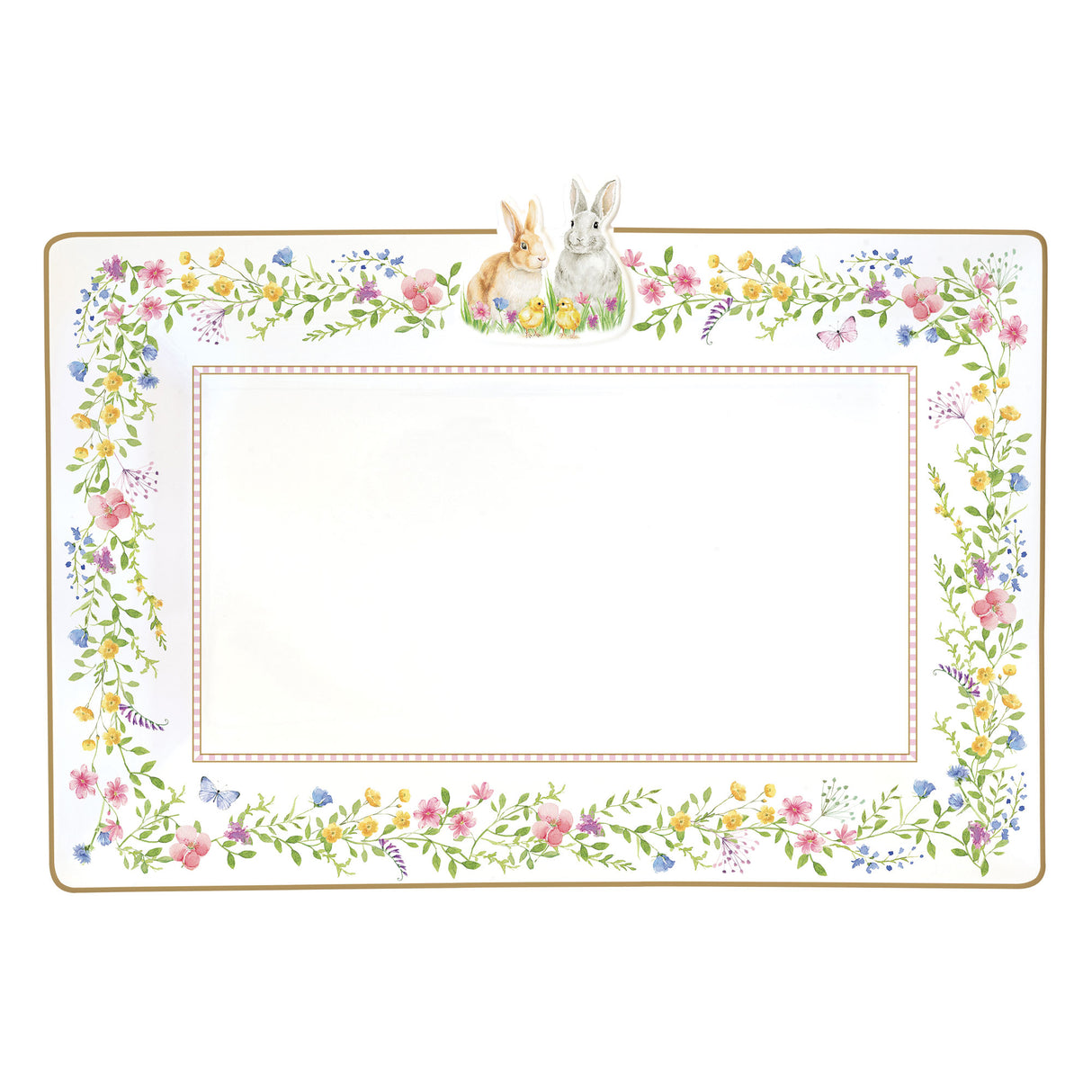 Vassoio Happy Easter Easy Life in porcellana con decoro pasquale 36x24 cm