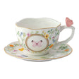 Tazza tè con piattino Easy Life in porcellana decoro farfalle 240 ml
