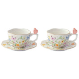 Set 2 tazze caffè Dancing Butterflies Easy Life in porcellana decorata