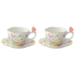 Set 2 tazze caffè Dancing Butterflies Easy Life in porcellana decorata