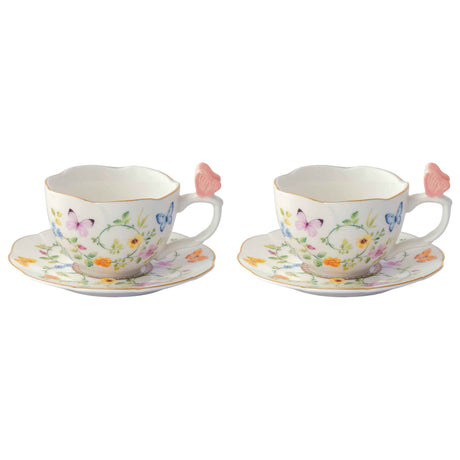 Set 2 tazze caffè Dancing Butterflies Easy Life in porcellana decorata