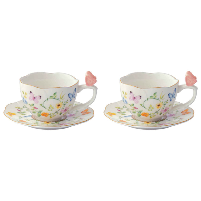 Set 2 tazze caffè Dancing Butterflies Easy Life in porcellana decorata