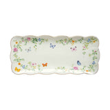 Vassoio rettangolare Easy Life in porcellana con decoro farfalle 36x14,5 cm