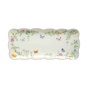 Vassoio rettangolare Easy Life in porcellana con decoro farfalle 36x14,5 cm