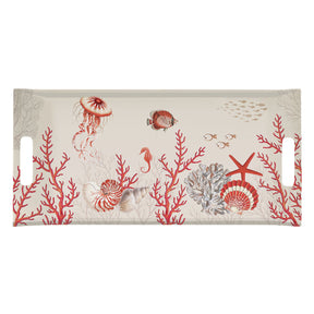 Vassoio con manici Easy Life in melamina decoro coralli 41x19 cm