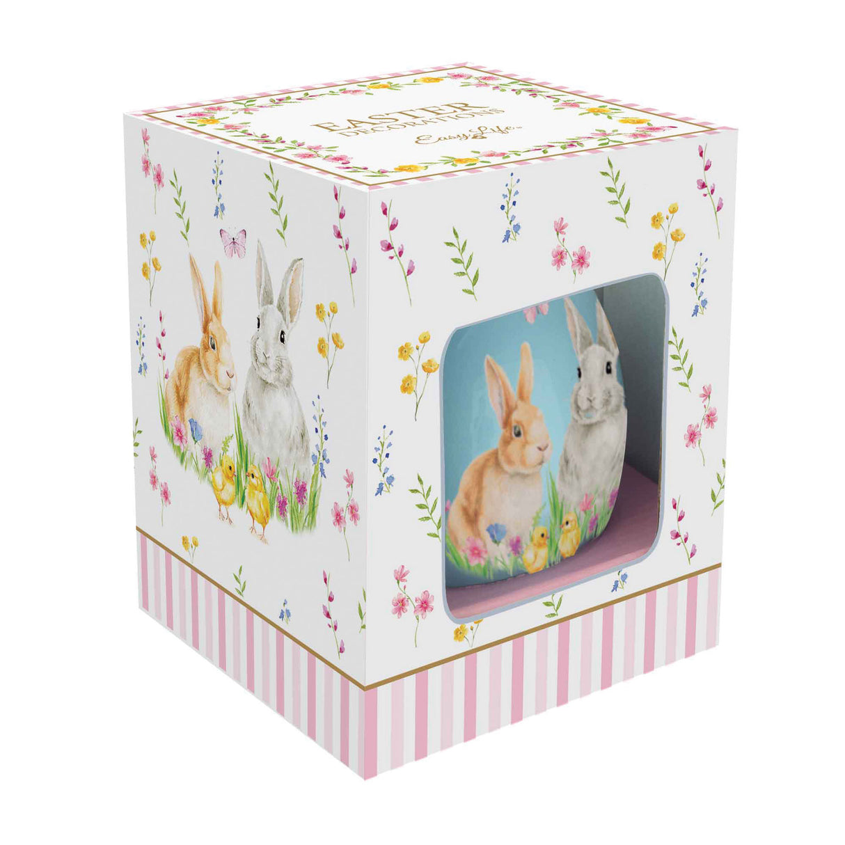 EASY LIFE Happy Easter Vassoio Addobbo Uovo Ovetto di Pasqua 6,5cm Azzurro Ceramica