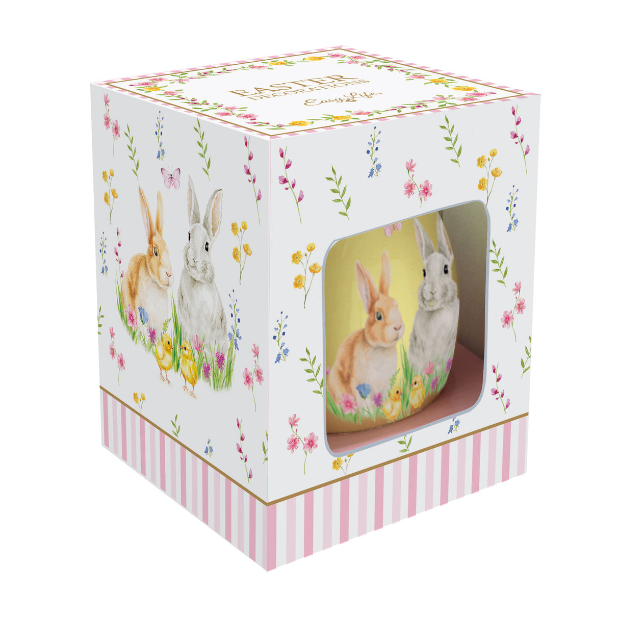 EASY LIFE Happy Easter Vassoio Addobbo Uovo Ovetto di Pasqua 6,5cm Giallo Ceramica
