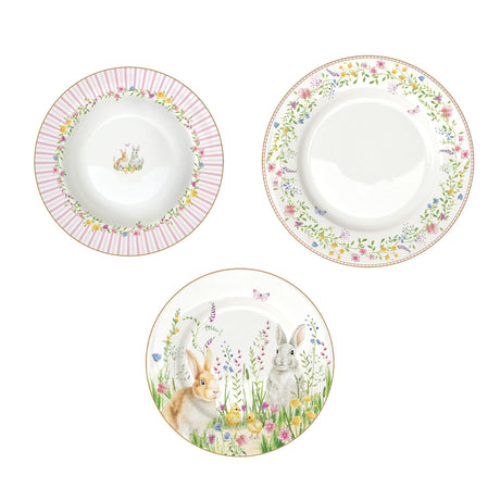 Servizio piatti Happy Easter Easy Life in porcellana con decori pasquali