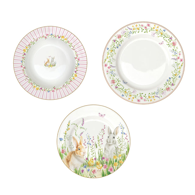 Servizio piatti Happy Easter Easy Life in porcellana con decori pasquali