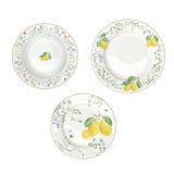 Set piatti Fleurs et Citrons Easy Life in porcellana decoro fiori e limoni