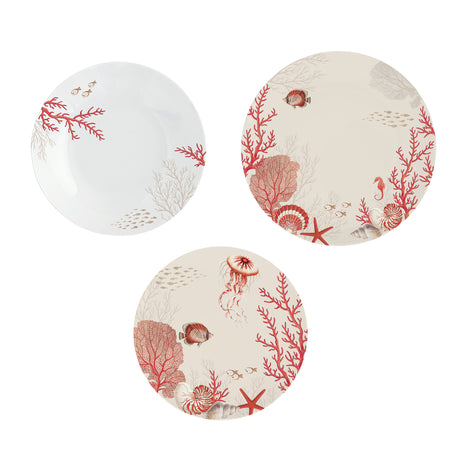 Set piatti Coral Reef Easy Life in porcellana con decoro marino 18 pezzi