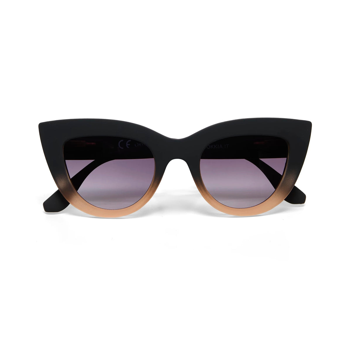 Occhiali da sole Claudia Okkia montatura nero sfumato rosa cat eye