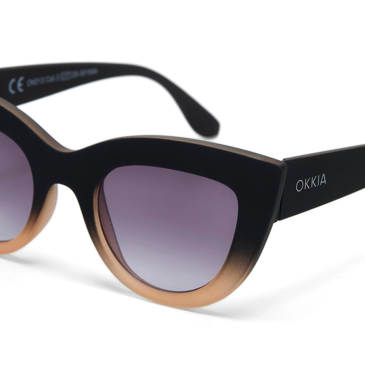 OKKIA Claudia Occhiali da Sole Donna Big Cat Eye Nero Sfumato Rosa