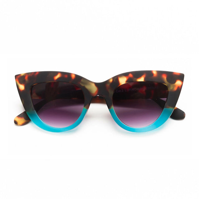 Occhiali da sole Claudia Okkia in policarbonato avana blu cat eye