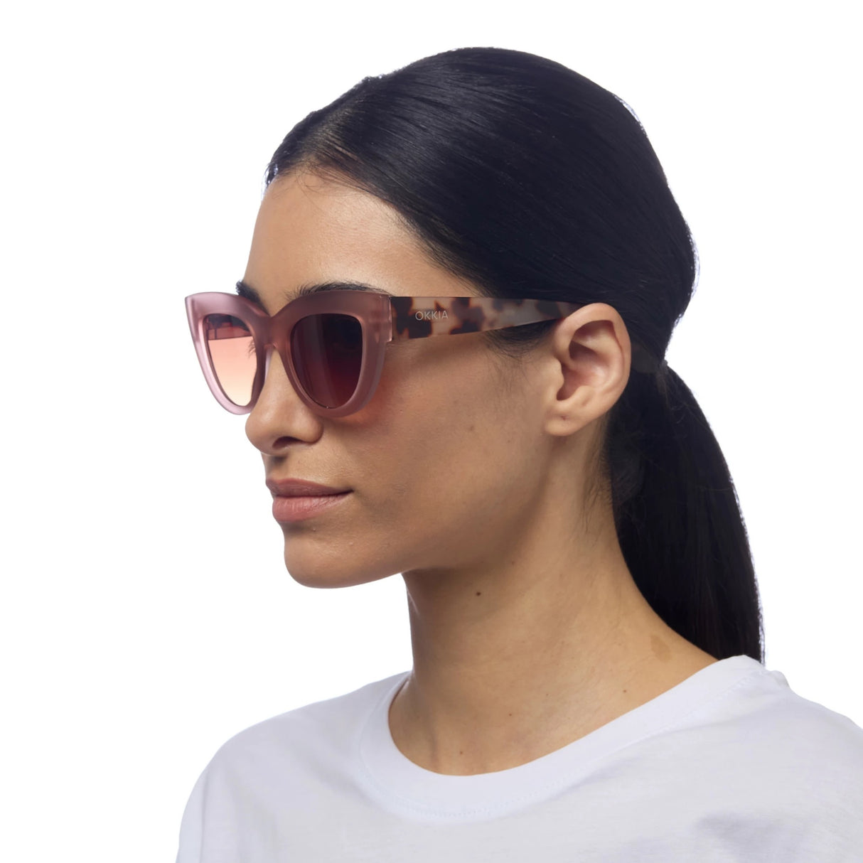 OKKIA Claudia Occhiali da Sole Donna Big Cat Eye Rosa Avana