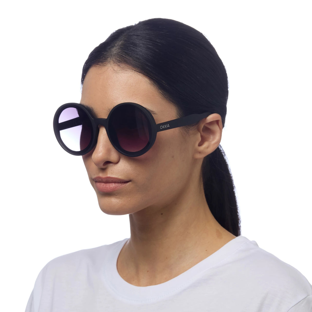 OKKIA Monica Occhiali da Sole Donna Tondi Nero
