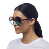OKKIA Monica Occhiali da Sole Donna Tondi Avana Blu
