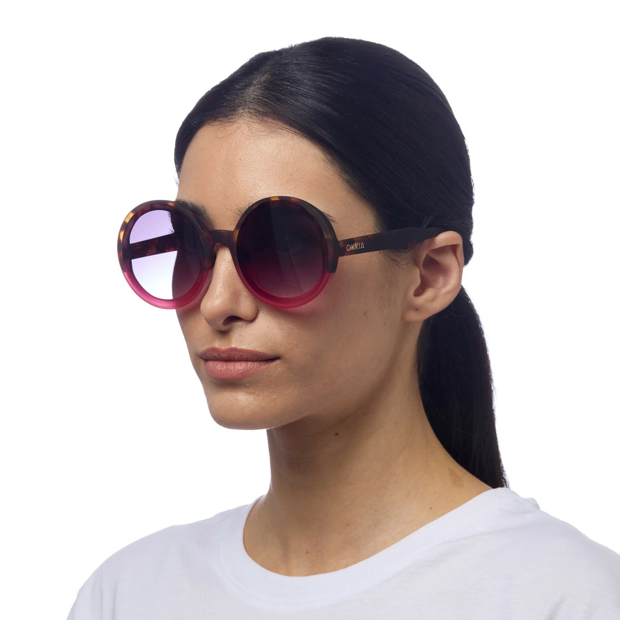 OKKIA Monica Occhiali da Sole Donna Tondi Avana Rosa