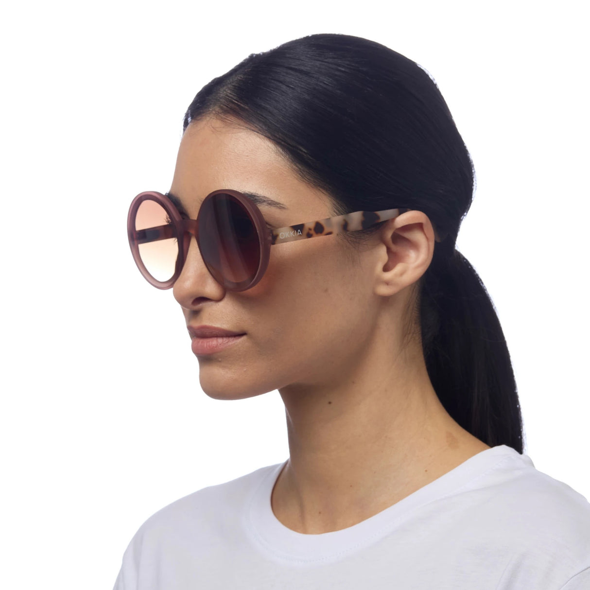 OKKIA Monica Occhiali da Sole Donna Tondi Rosa Avana