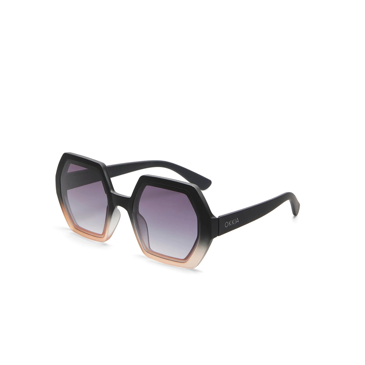 OKKIA Emma Occhiali da Sole Donna Esagonali Nero Sfumato Rosa