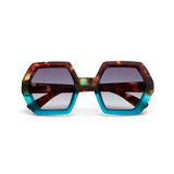 Occhiali da sole Emma Okkia esagonali avana blu finitura soft touch