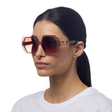 OKKIA Emma Occhiali da Sole Donna Esagonali Rosa Avana