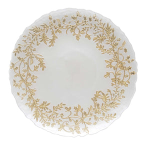 Piatto natalizio Easy Life in vetro bianco con decorazioni oro 33 cm