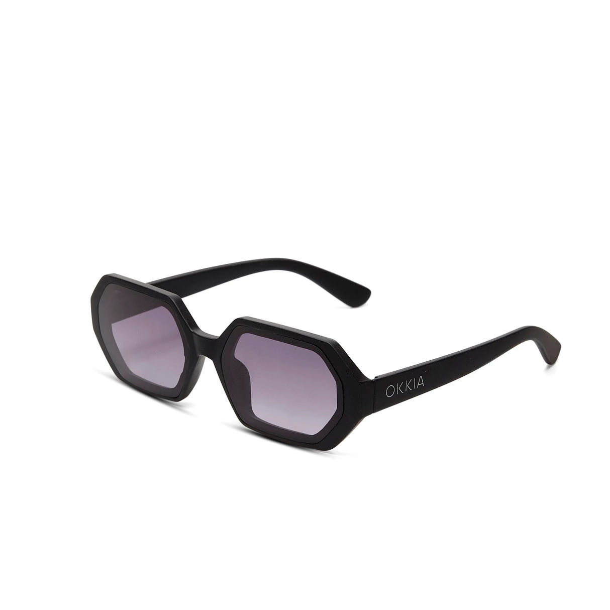 OKKIA Andrea Occhiali da Sole Unisex Esagonale Nero