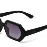 OKKIA Andrea Occhiali da Sole Unisex Esagonale Nero
