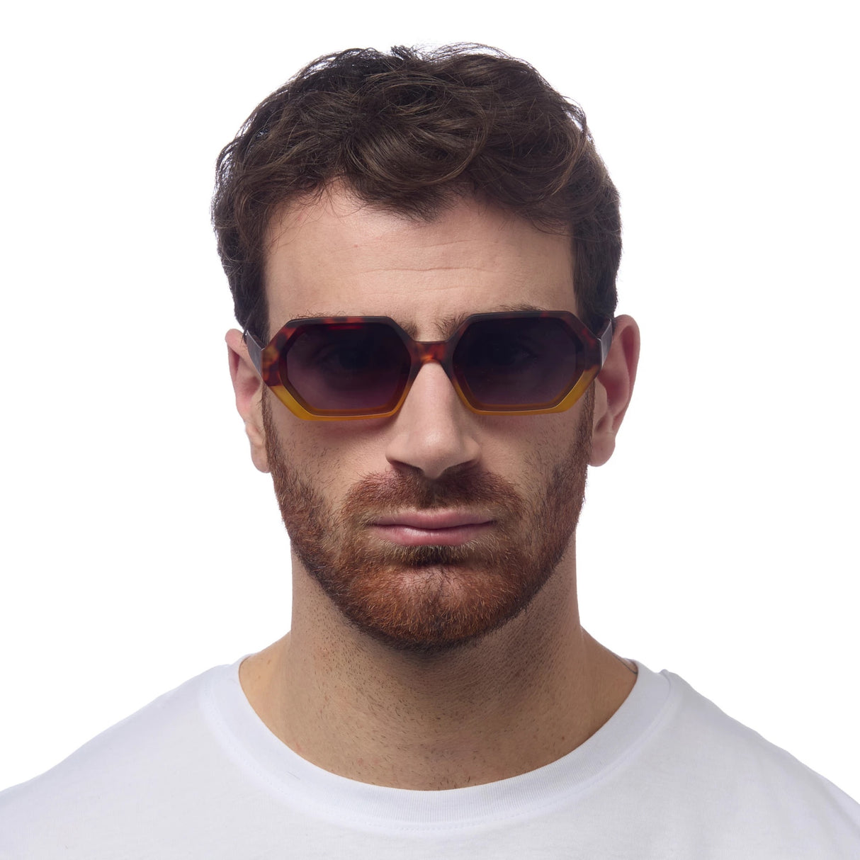 OKKIA Andrea Occhiali da Sole Unisex Esagonale Avana Giallo