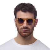 OKKIA Zeno Occhiali da Sole Unisex Tondo Giallo Avana