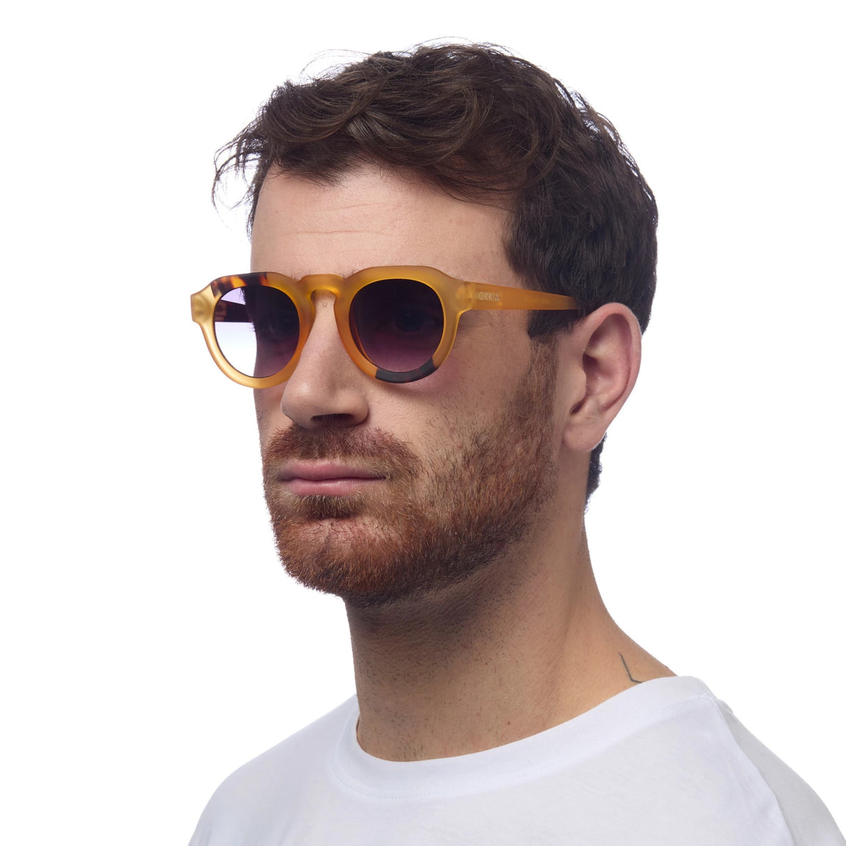OKKIA Zeno Occhiali da Sole Unisex Tondo Giallo Avana
