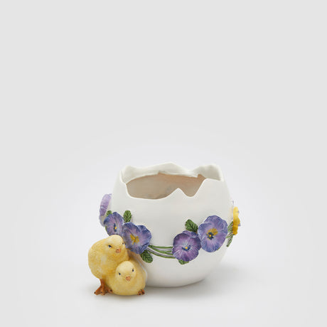 Vaso uovo con pulcino EDG in poliresina lucida 14 cm decorazione Pasqua