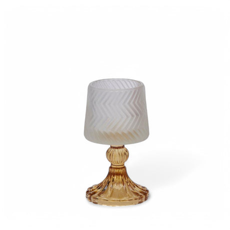 Portacandela lampada EDG in vetro bianco ambra 15x8,5 cm
