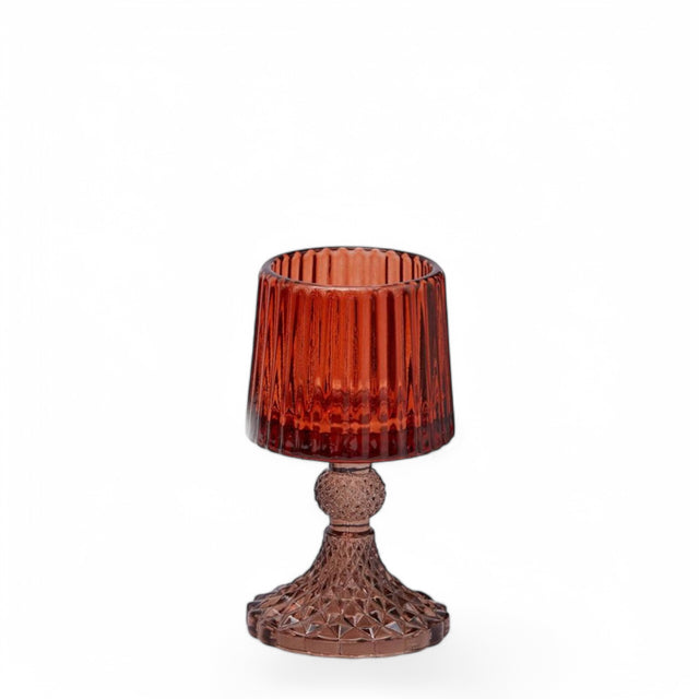 Portacandela lampada EDG in vetro rosso rosa 15x8,5 cm