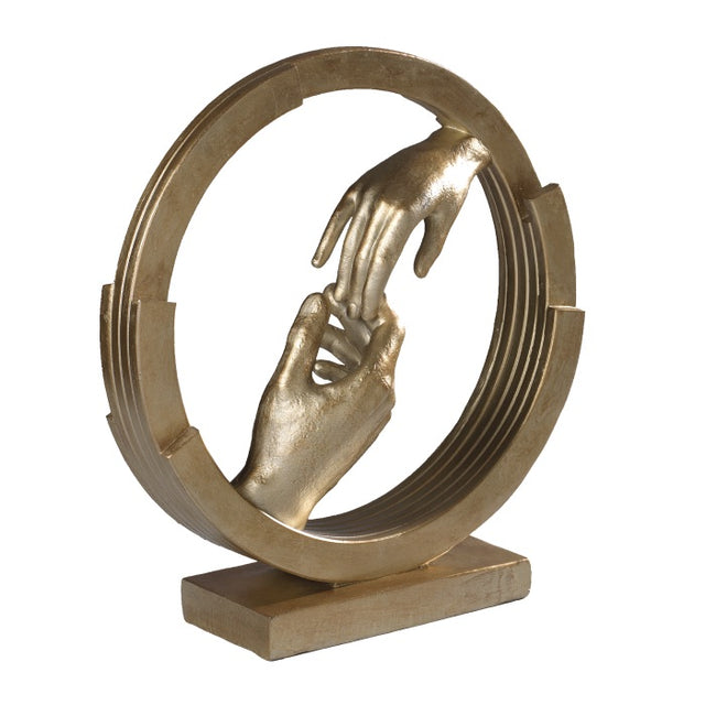 Scultura mani intrecciate Mascagni Casa in resina color oro 38x35,5 cm