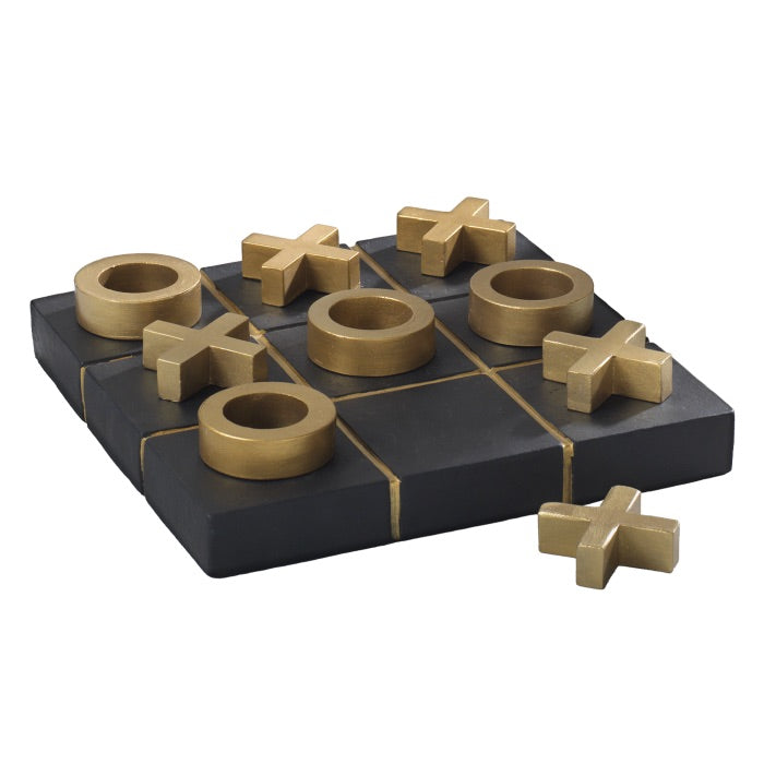 Gioco del Tris Mascagni Casa in resina finitura nero e oro 21x21 cm