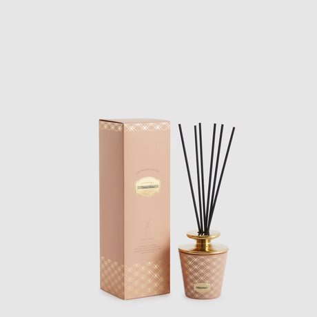 Diffusore a bastoncini EDG Enigma in vetro rosa sablé con dettagli oro