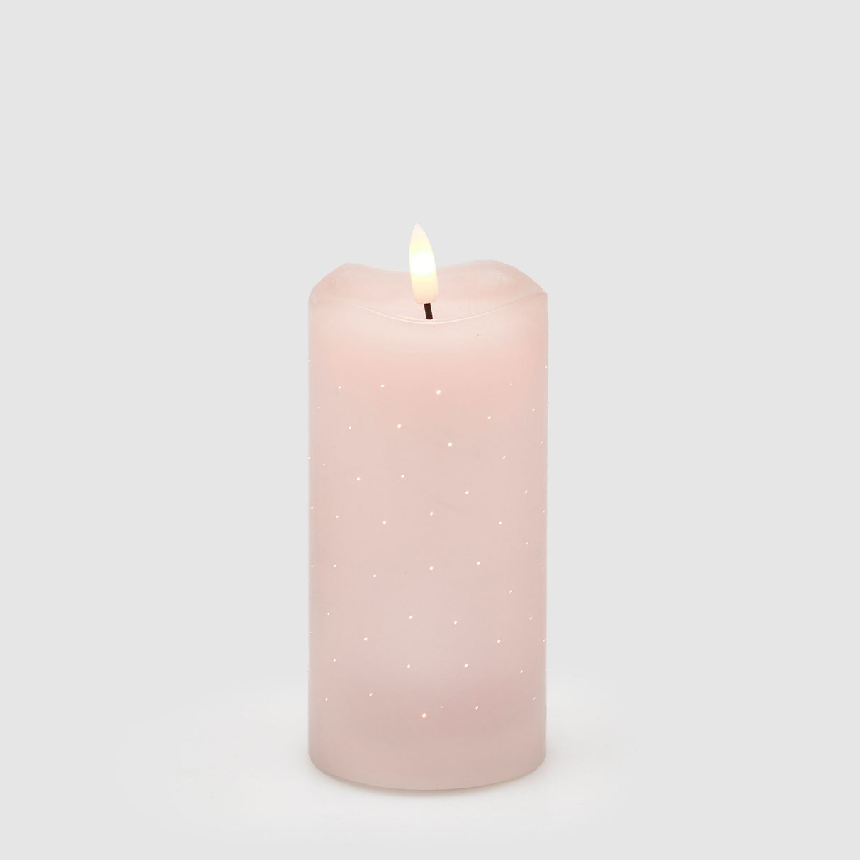 Candela LED Moccolo EDG in plastica rosa con puntini luminosi 15x7,5 cm